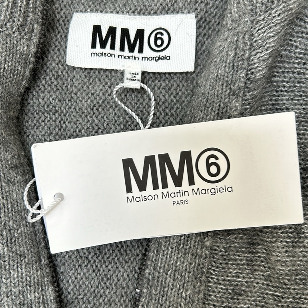 Maison Martin Margiela MM6 Zip Up Cardigan Gray Sleeve Cutouts NWT Size Small - Picture 2 of 7
